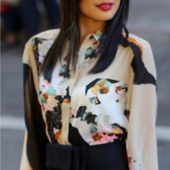 3.1 PHILLIP LIM X Target Button Up Long Sleeves Floral Blouse Shirt Size M - Picture 2 of 11